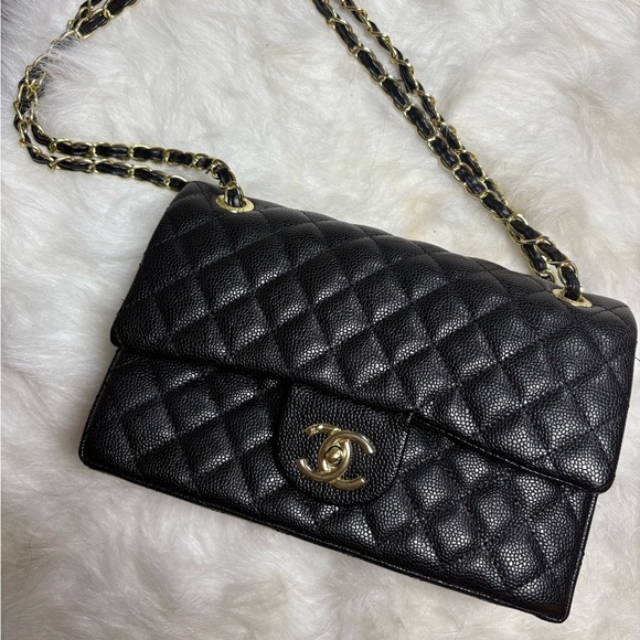 Black Chanel Quilted Bag with Gold Chain - Picture 1 of 13